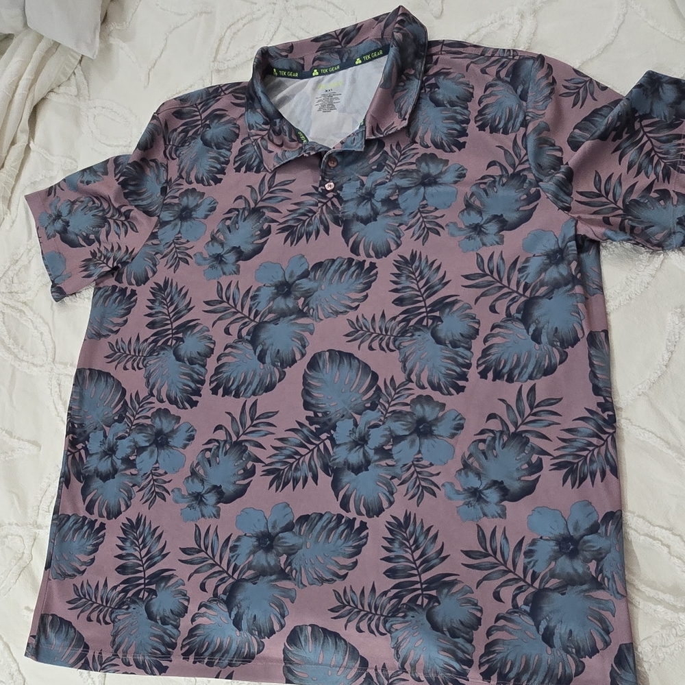 Tek Gear Purple and Blue Floral Shirt